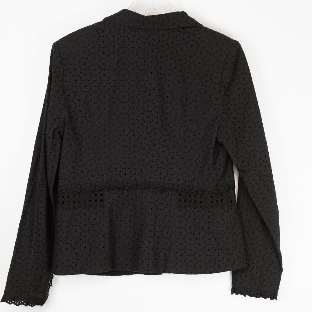 Cabi Flamenco Eyelet Jacket #5293 Blazer 100% Cotton Scallop Trim Black Size 6 - Picture 3 of 7